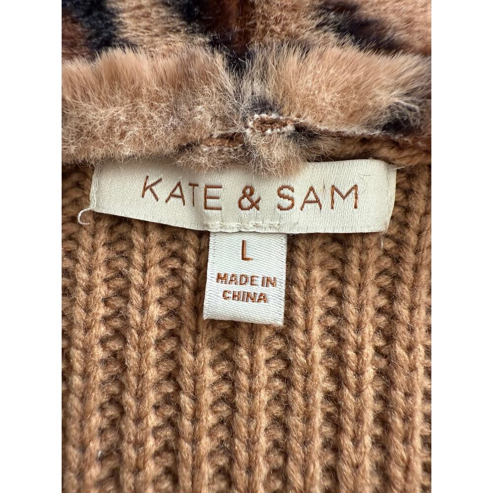 Kate and Sam Faux Fur Vest Size LARGE Brown Black Animal Print - Picture 6 of 7